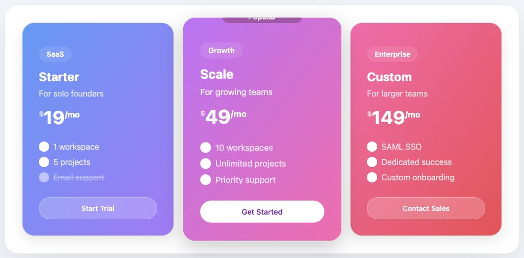 Fusion Pricing Tables Skin 21 - Glass Morphism